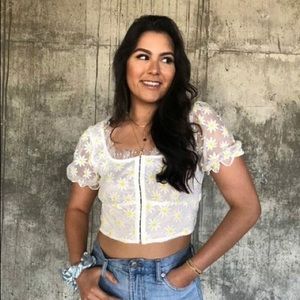 Forever 21 large crop top shirt sheer back cute top y2k TikTok fun flirty top